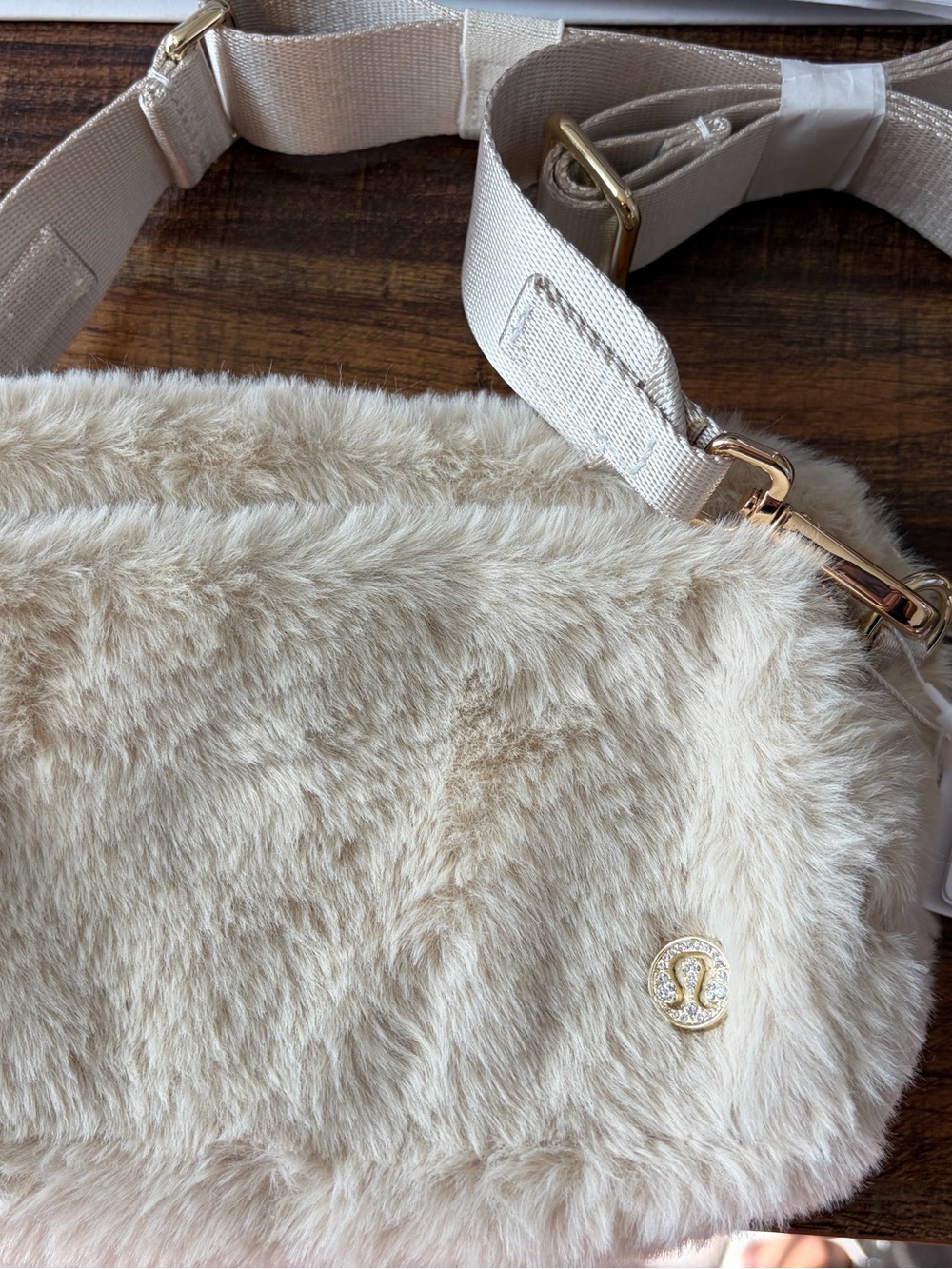 lululemon athletica Cream Faux-Fur Crossbody Bag